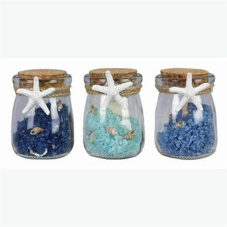 YOUNGS Glass Bottle with Decorative Resin Shells, 3 Assorted Color 62150
